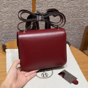 Alternative view of Hermes Constance 19 CM Bag Handmade In Box Calfskin Leather Gold Hardware 55 Rouge H