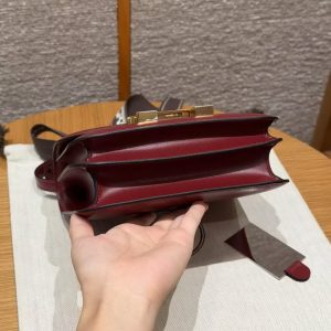 Hermes Constance 19 CM Bag Handmade In Box Calfskin Leather Gold Hardware 55 Rouge H - Image 15