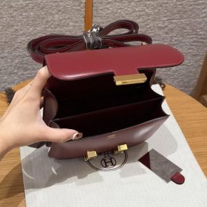 Hermes Constance 19 CM Bag Handmade In Box Calfskin Leather Gold Hardware 55 Rouge H - Image 14