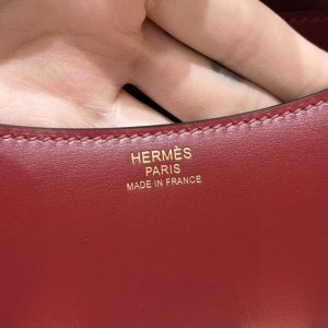 Hermes Constance 19 CM Bag Handmade In Box Calfskin Leather Gold Hardware 55 Rouge H - Image 13