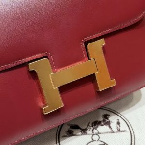 Hermes Constance 19 CM Bag Handmade In Box Calfskin Leather Gold Hardware 55 Rouge H - Image 7