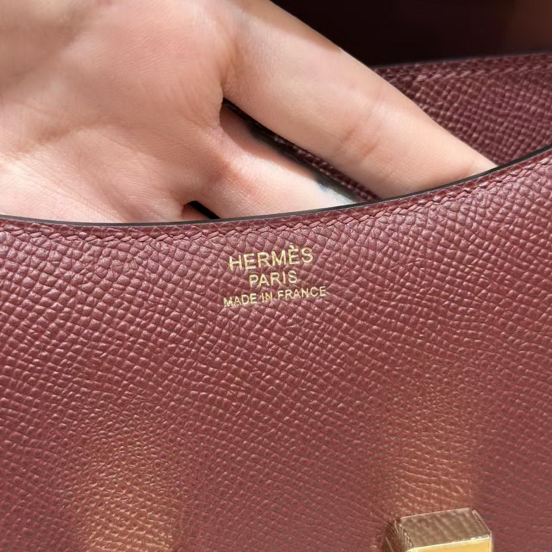 Hermes Constance 19 CM Bag Handmade In Epsom Calfskin Leather Gold Hardware 55 Rouge H - Image 14