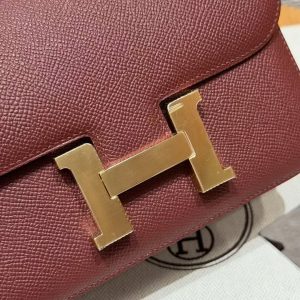 Hermes Constance 19 CM Bag Handmade In Epsom Calfskin Leather Gold Hardware 55 Rouge H - Image 13