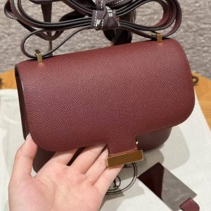 Hermes Constance 19 CM Bag Handmade In Epsom Calfskin Leather Gold Hardware 55 Rouge H - Image 12