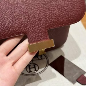 Hermes Constance 19 CM Bag Handmade In Epsom Calfskin Leather Gold Hardware 55 Rouge H - Image 11