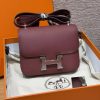 Hermes Constance 19 CM Bag Handmade In Epsom Calfskin Leather Silver Hardware 55 Rouge H