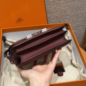 Hermes Constance 19 CM Bag Handmade In Epsom Calfskin Leather Silver Hardware 55 Rouge H - Image 17