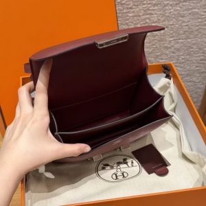 Hermes Constance 19 CM Bag Handmade In Epsom Calfskin Leather Silver Hardware 55 Rouge H - Image 16