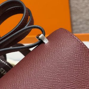 Hermes Constance 19 CM Bag Handmade In Epsom Calfskin Leather Silver Hardware 55 Rouge H - Image 11
