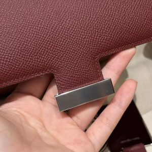 Hermes Constance 19 CM Bag Handmade In Epsom Calfskin Leather Silver Hardware 55 Rouge H - Image 9
