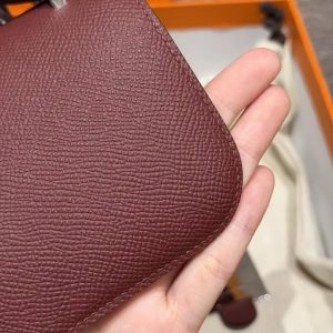 Hermes Constance 19 CM Bag Handmade In Epsom Calfskin Leather Silver Hardware 55 Rouge H - Image 8