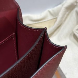Hermes Constance 19 CM Bag Handmade In Epsom Calfskin Leather Silver Hardware 55 Rouge H - Image 7