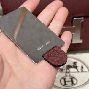Hermes Constance 19 CM Bag Handmade In Epsom Calfskin Leather Silver Hardware 55 Rouge H - Image 4