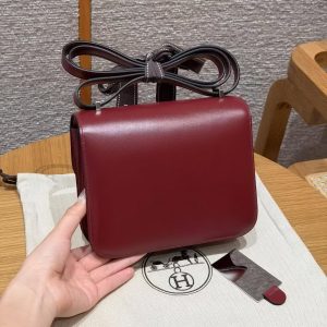 Hermes Constance 19 CM Bag Handmade In Box Calfskin Leather Silver Hardware 57 Bordeaux - Image 2