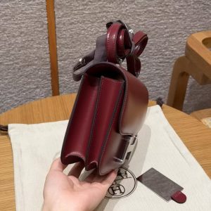 Hermes Constance 19 CM Bag Handmade In Box Calfskin Leather Silver Hardware 57 Bordeaux - Image 21