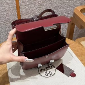 Hermes Constance 19 CM Bag Handmade In Box Calfskin Leather Silver Hardware 57 Bordeaux - Image 18