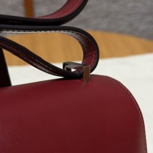 Hermes Constance 19 CM Bag Handmade In Box Calfskin Leather Silver Hardware 57 Bordeaux - Image 11