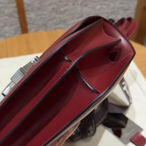 Hermes Constance 19 CM Bag Handmade In Box Calfskin Leather Silver Hardware 57 Bordeaux - Image 9