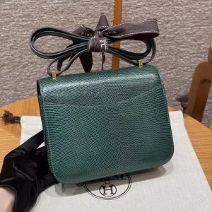 Alternative view of Hermes Constance 19 CM Bag Handmade In Lizard Leather from South Africa Gold Hardware 60 Vert Cypress