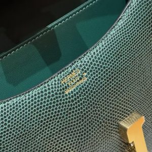 Hermes Constance 19 CM Bag Handmade In Lizard Leather from South Africa Gold Hardware 60 Vert Cypress - Image 29