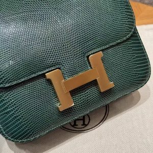 Hermes Constance 19 CM Bag Handmade In Lizard Leather from South Africa Gold Hardware 60 Vert Cypress - Image 26