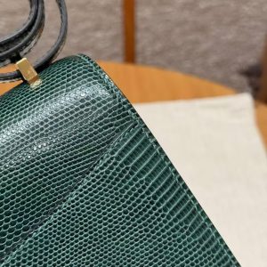 Hermes Constance 19 CM Bag Handmade In Lizard Leather from South Africa Gold Hardware 60 Vert Cypress - Image 23