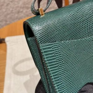 Hermes Constance 19 CM Bag Handmade In Lizard Leather from South Africa Gold Hardware 60 Vert Cypress - Image 22