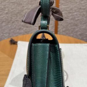 Hermes Constance 19 CM Bag Handmade In Lizard Leather from South Africa Gold Hardware 60 Vert Cypress - Image 21