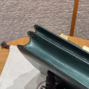 Hermes Constance 19 CM Bag Handmade In Lizard Leather from South Africa Gold Hardware 60 Vert Cypress - Image 19