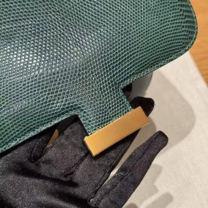 Hermes Constance 19 CM Bag Handmade In Lizard Leather from South Africa Gold Hardware 60 Vert Cypress - Image 15