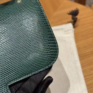 Hermes Constance 19 CM Bag Handmade In Lizard Leather from South Africa Gold Hardware 60 Vert Cypress - Image 14