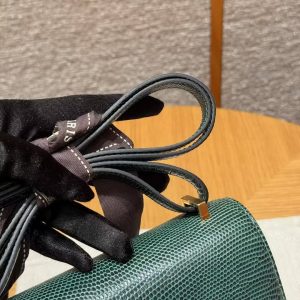 Hermes Constance 19 CM Bag Handmade In Lizard Leather from South Africa Gold Hardware 60 Vert Cypress - Image 7