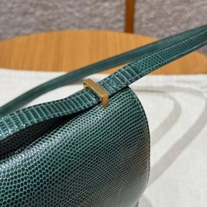 Hermes Constance 19 CM Bag Handmade In Lizard Leather from South Africa Gold Hardware 60 Vert Cypress - Image 4