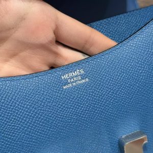 Hermes Constance 19 CM Bag Handmade In Epsom Calfskin Leather Silver Hardware 71 Blue France - Image 18
