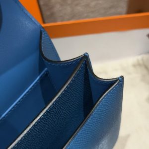 Hermes Constance 19 CM Bag Handmade In Epsom Calfskin Leather Silver Hardware 71 Blue France - Image 11