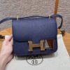 Hermes Constance 19 CM Bag Handmade In Epsom Calfskin Leather Gold Hardware 73 Blue Saphir