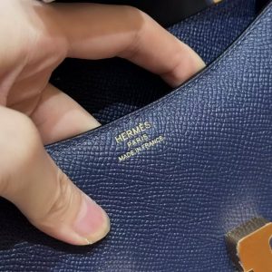 Hermes Constance 19 CM Bag Handmade In Epsom Calfskin Leather Gold Hardware 73 Blue Saphir - Image 18