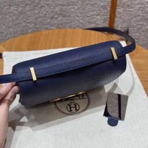 Hermes Constance 19 CM Bag Handmade In Epsom Calfskin Leather Gold Hardware 73 Blue Saphir - Image 13