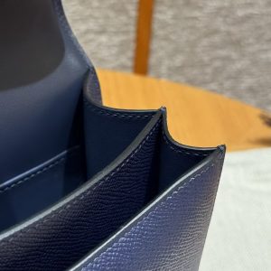 Hermes Constance 19 CM Bag Handmade In Epsom Calfskin Leather Gold Hardware 73 Blue Saphir - Image 6