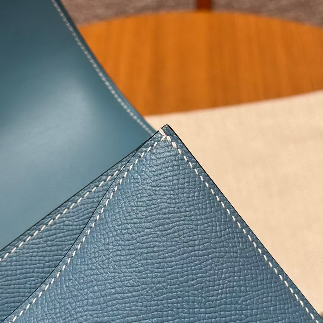 Hermes Constance 19 CM Bag Handmade In Epsom Calfskin Leather Silver Hardware 75 Blue Jean - Image 10
