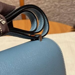 Hermes Constance 19 CM Bag Handmade In Epsom Calfskin Leather Silver Hardware 75 Blue Jean - Image 7