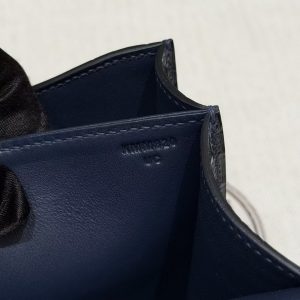 Hermes Constance 19 CM Bag Handmade In Alligator Leather from Mississippi Silver Hardware 78 Bleu Marine - Image 12