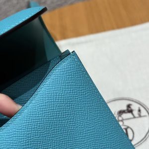 Hermes Constance 19 CM Bag Handmade In Epsom Calfskin Leather Silver Hardware 7F Blue Paon - Image 20