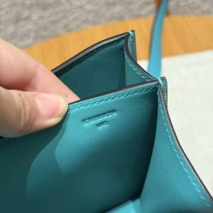 Hermes Constance 19 CM Bag Handmade In Epsom Calfskin Leather Silver Hardware 7F Blue Paon - Image 16