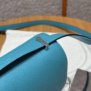 Hermes Constance 19 CM Bag Handmade In Epsom Calfskin Leather Silver Hardware 7F Blue Paon - Image 13