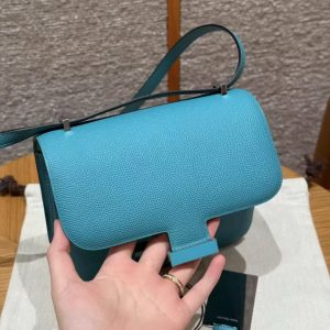 Hermes Constance 19 CM Bag Handmade In Epsom Calfskin Leather Silver Hardware 7F Blue Paon - Image 5