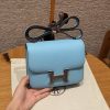 Hermes Constance 19 CM Bag Handmade In Epsom Calfskin Leather Silver Hardware 7N Celeste