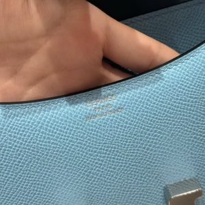 Hermes Constance 19 CM Bag Handmade In Epsom Calfskin Leather Silver Hardware 7N Celeste - Image 14