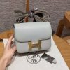 Hermes Constance 19 CM Bag Handmade In Chèvre Calfskin Leather Gold Hardware 80 Girs Perle