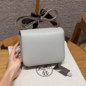 Alternative view of Hermes Constance 19 CM Bag Handmade In Chèvre Calfskin Leather Gold Hardware 80 Girs Perle